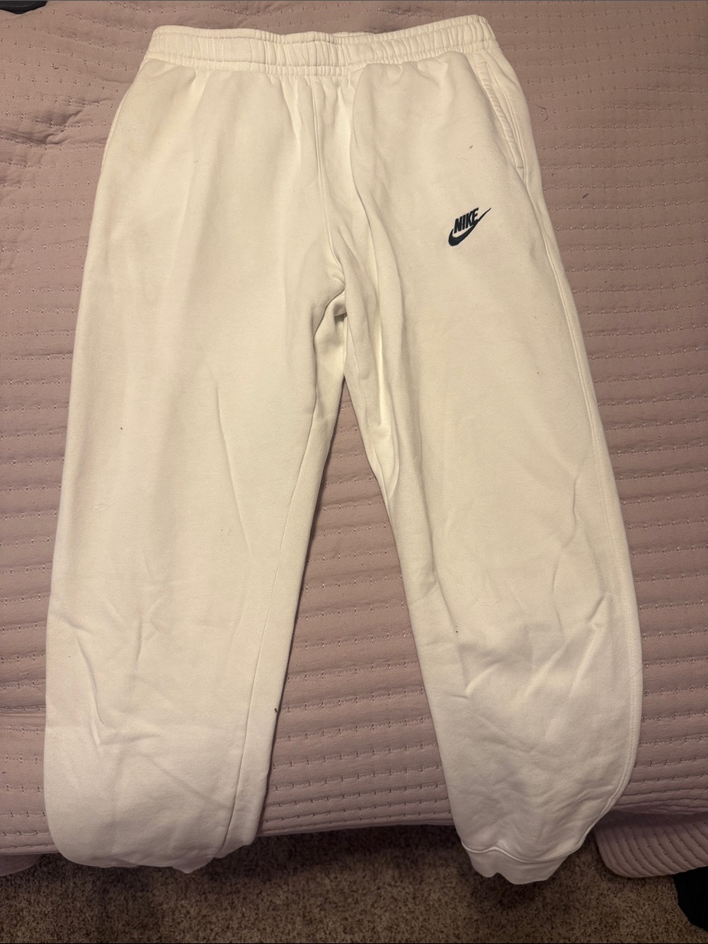 Nike White Mens Fleece Joggers